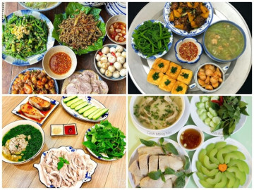 Mâm cơm thịt bắp giò